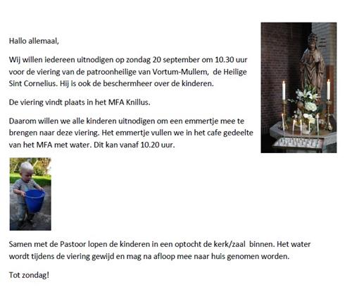 St.corneliusviering reserveren vanwege corona